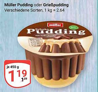 Müller Pudding oder Grießpudding - Verschiedene Sorten, 450 g