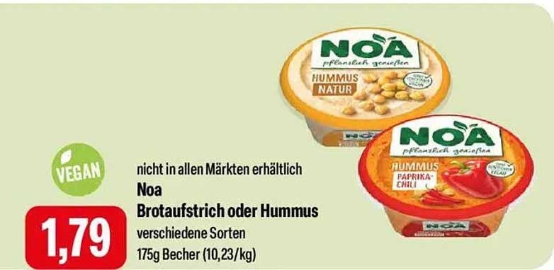 Noa Brotaufstrich oder Hummus - verschiedene Sorten