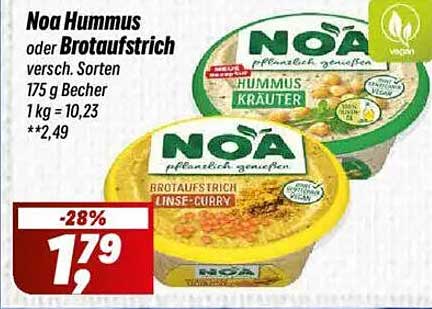 Noa Hummus oder Brotaufstrich 175 g Becher