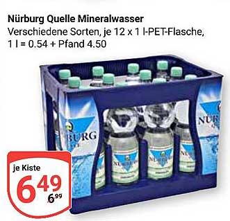 Nürburg Quelle Mineralwasser, je 12 x 1 l-PET-Flasche