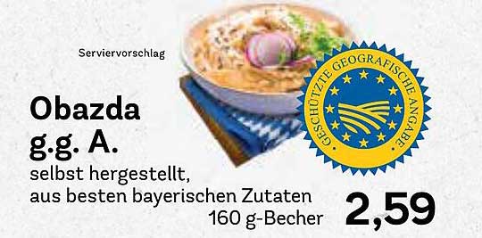 Obazda g.g.A. selbst hergestellt, aus besten bayerischen Zutaten 160 g-Becher