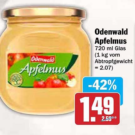 Odenwald Apfelmus 720 ml Glas