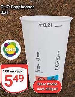 OHO Pappbecher 0,2 l – 100er Pack