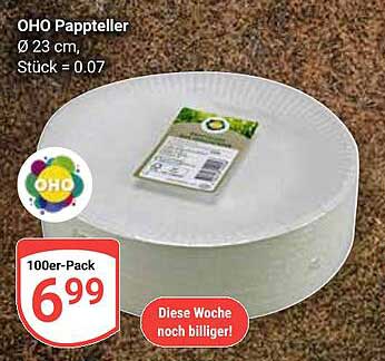 OHO Pappteller Ø 23 cm, 100er-Pack