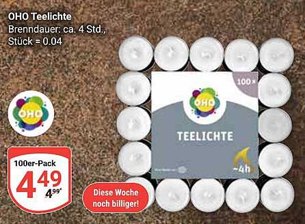 OHO Teelichte 100er-Pack