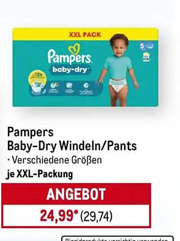 Pampers Baby-Dry Windeln/Pants - Verschiedene Größen, je XXL-Packung