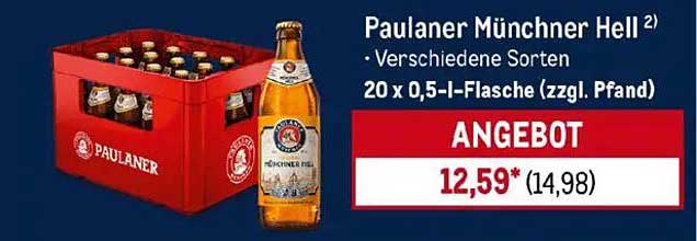 Paulaner Münchner Hell - Verschiedene Sorten 20 x 0,5-l-Flasche (zzgl. Pfand)