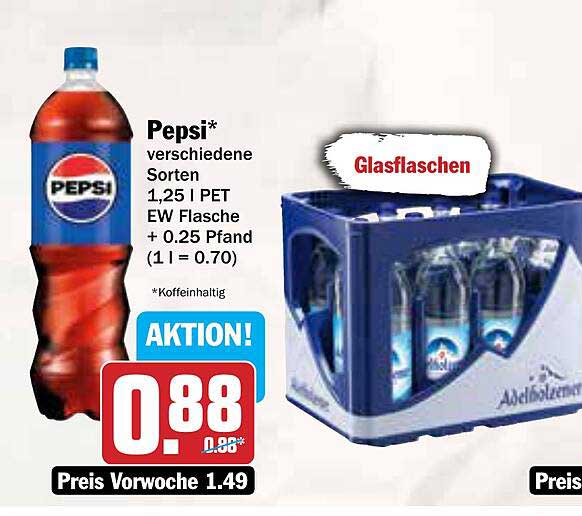 Pepsi verschiedene Sorten 1,25 l PET EW Flasche