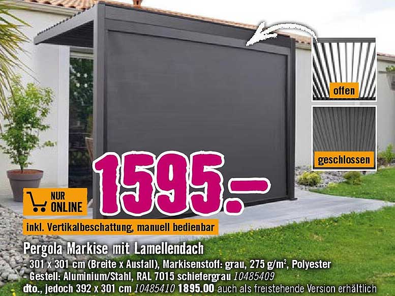 Pergola Markise mit Lamellendach