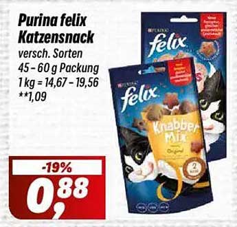 Purina felix Katzensnack versch. Sorten 45 - 60 g