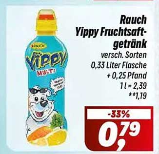 Rauch Yippy Fruchtsaft-Getränk - verschiedene Sorten, 0,33 Liter Flasche