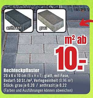 Rechteckpflaster 20 x 6 x 10 cm in anthrazit und grau