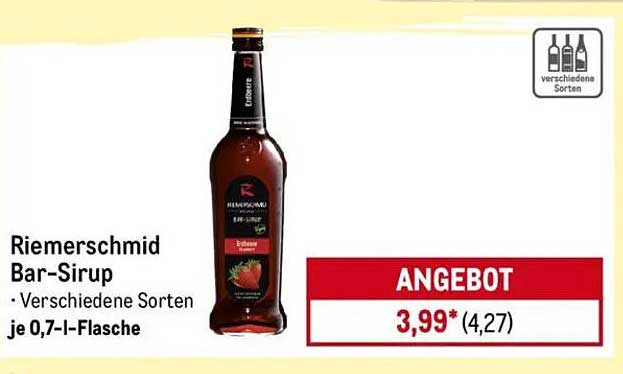Riemerschmid Bar-Sirup – Verschiedene Sorten je 0,7-l-Flasche