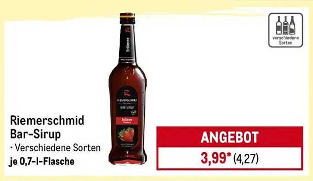 Riemerschmid Bar-Sirup – Verschiedene Sorten je 0,7-l-Flasche