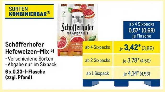 SCHÖFFERHOFER HEFEWEIZEN-MIX 6 x 0,33 l - Sorten kombinierbar!