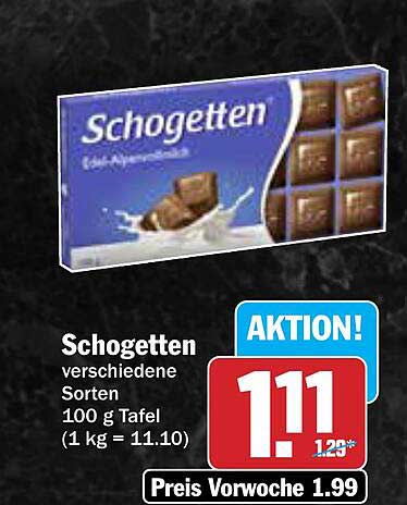 Schogetten verschiedene Sorten 100 g Tafel