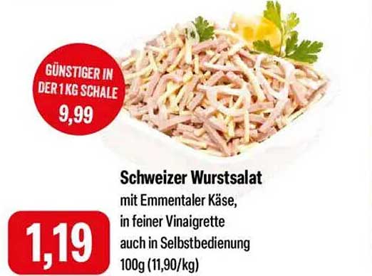 Schweizer Wurstsalat mit Emmentaler Käse
