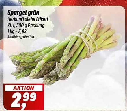 Spargel grün, 500 g Packung - Nur 2,99 €