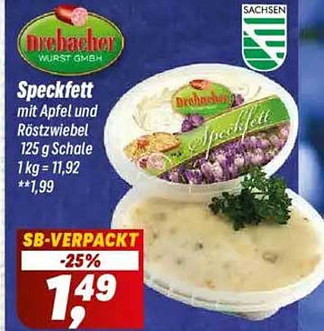 Speckfett mit Apfel und Röstzwiebel 125 g Schale