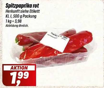 Spitzpaprika rot, 500 g Packung