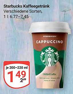 Starbucks Kaffeegetränk, verschiedene Sorten, je 200-220 ml
