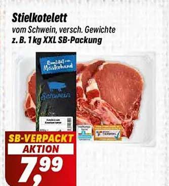 Stielkotelett vom Schwein – SB-Verpackung 1 kg XXL
