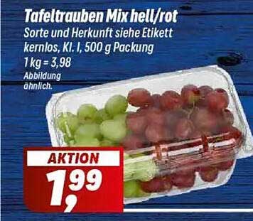 Tafeltrauben Mix hell/rot - 500 g Packung