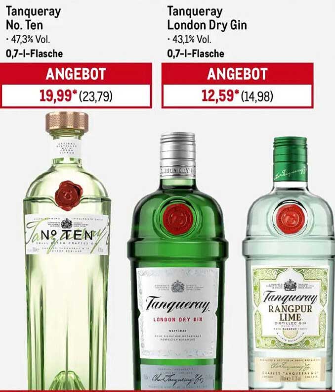 Tanqueray London Dry Gin 0,7 l für nur 12,59 €