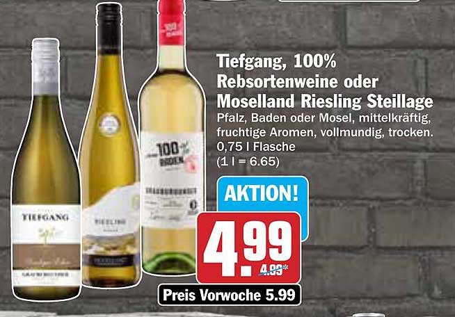 Tiefgang, 100% Rebsortenweine oder Moselland Riesling Steillage