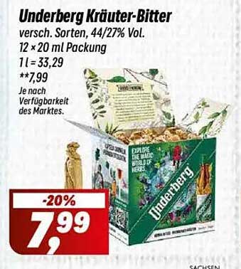 Underberg Kräuter-Bitter 12 x 20 ml Packung