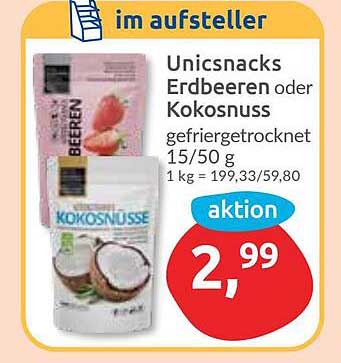 Unicsnacks Erdbeeren oder Kokosnuss gefriergetrocknet