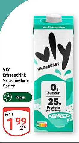VLY Erbsendrink Ungesüßt - Verschiedene Sorten