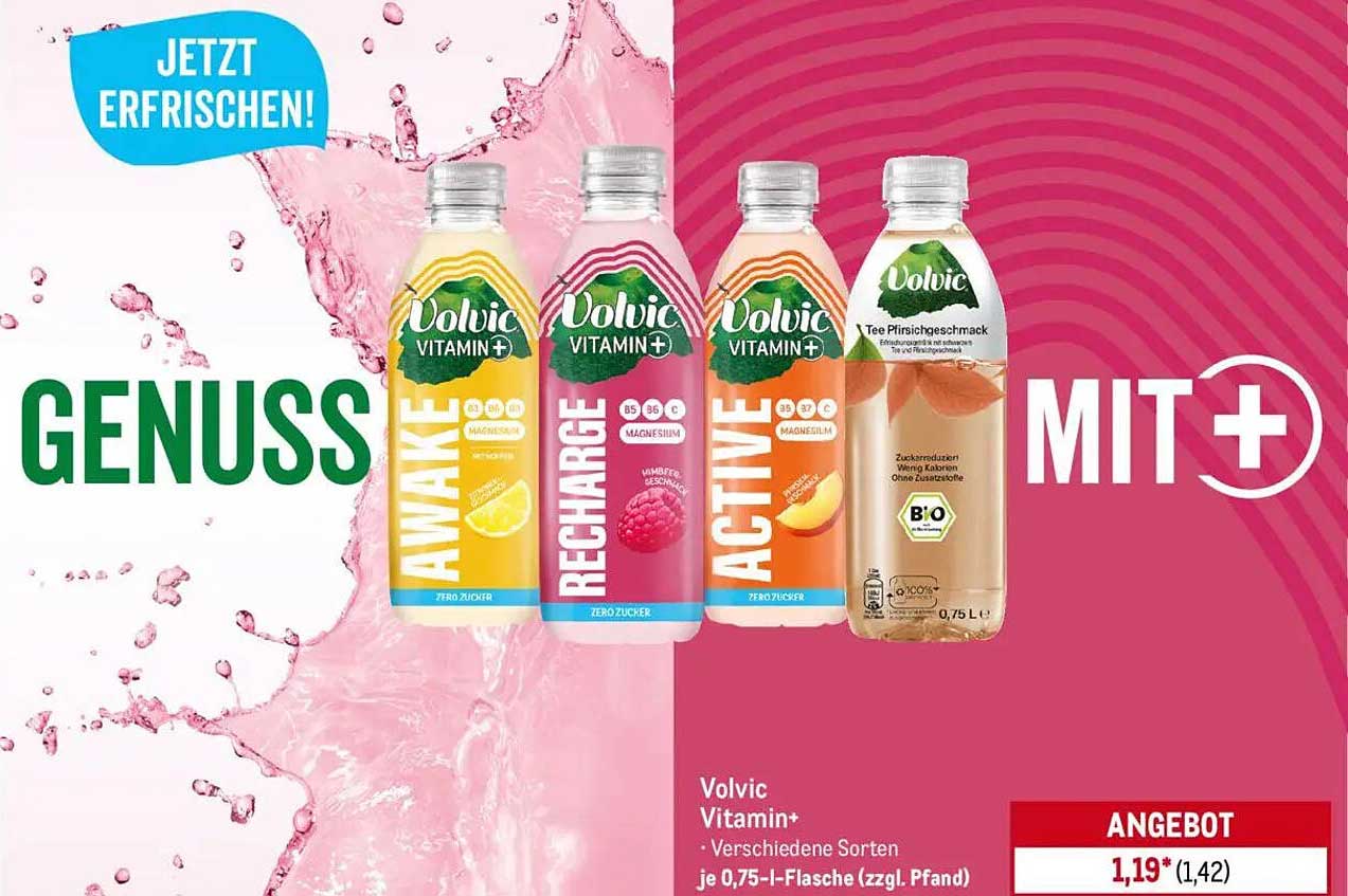 Volvic Vitamin+ – Verschiedene Sorten je 0,75-l-Flasche (zzgl. Pfand)