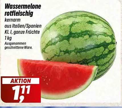 Wassermelone rotfleischig, kernarm aus Italien/Spanien, 1 kg