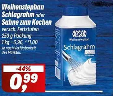 Weihenstephan Schlagrahm oder Sahne zum Kochen 250 g