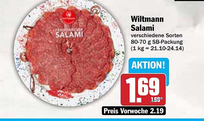 Wiltmann Salami verschiedene Sorten 80-70 g SB-Packung
