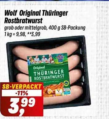 Wolf Original Thüringer Rostbratwurst, 400 g SB-Packung