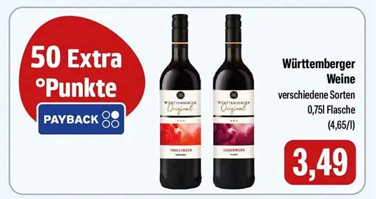 Württembergischer Wein, verschiedene Sorten, 0,75l Flasche