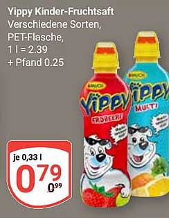 Yippy Kinder-Fruchtsaft verschiedene Sorten, 0,33 l