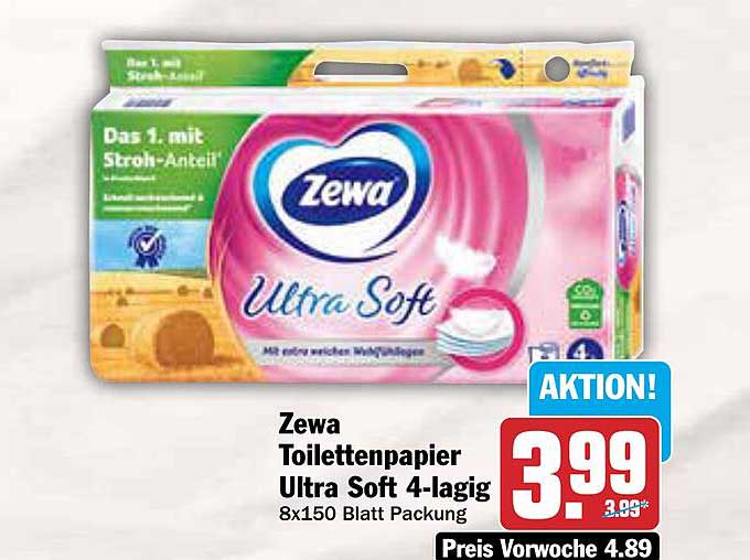 Zewa Toilettenpapier Ultra Soft 4-lagig 8x150 Blatt Packung