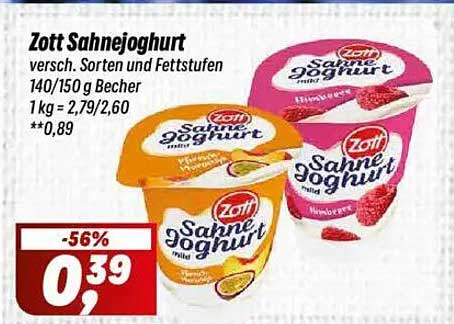 Zott Sahnejoghurt 140/150 g Becher, verschiedene Sorten und Fettstufen