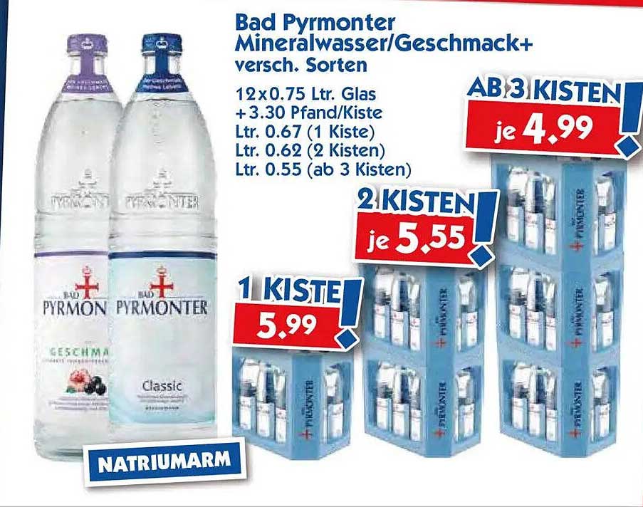 Bad Pyrmonter Mineralwasser/Geschmack+ versch. Sorten