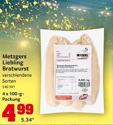 Metzgers Liebling Bratwurst verschiedene Sorten 540 391 4 x 100-g-Packung