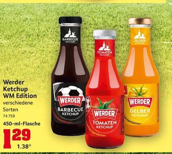 Werder Ketchup WM Edition verschiedene Sorten 450-ml-Flasche