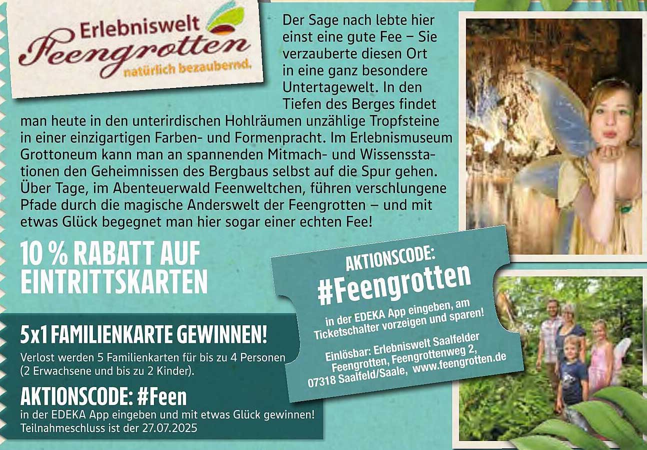 10% Rabatt auf Eintrittskarten für die Erlebniswelt Feengrotten