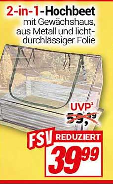 2-in-1-Hochbeet mit Gewächshaus, aus Metall und lichtdurchlässiger Folie