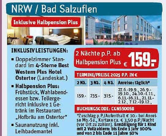 2 Nächte p.P. ab Halbpension Plus € 159 im Best Western Plus Hotel Ostertor