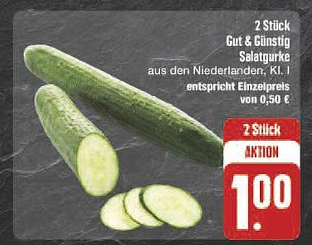 2 Stück Gut & Günstig Salatgurke aus den Niederlanden, Kl. I