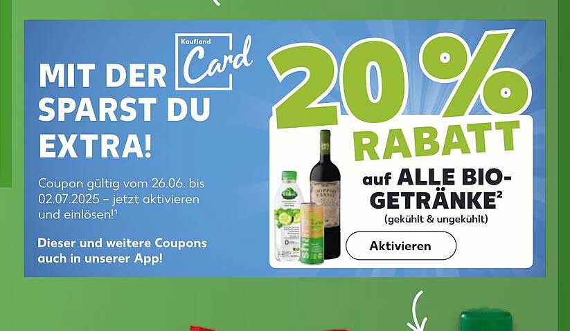 20% Rabatt auf alle Bio-Getränke bei Kaufland