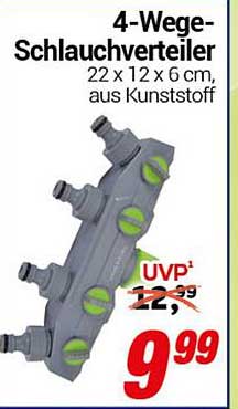 4-Wege-Schlauchverteiler 22 x 12 x 6 cm, aus Kunststoff